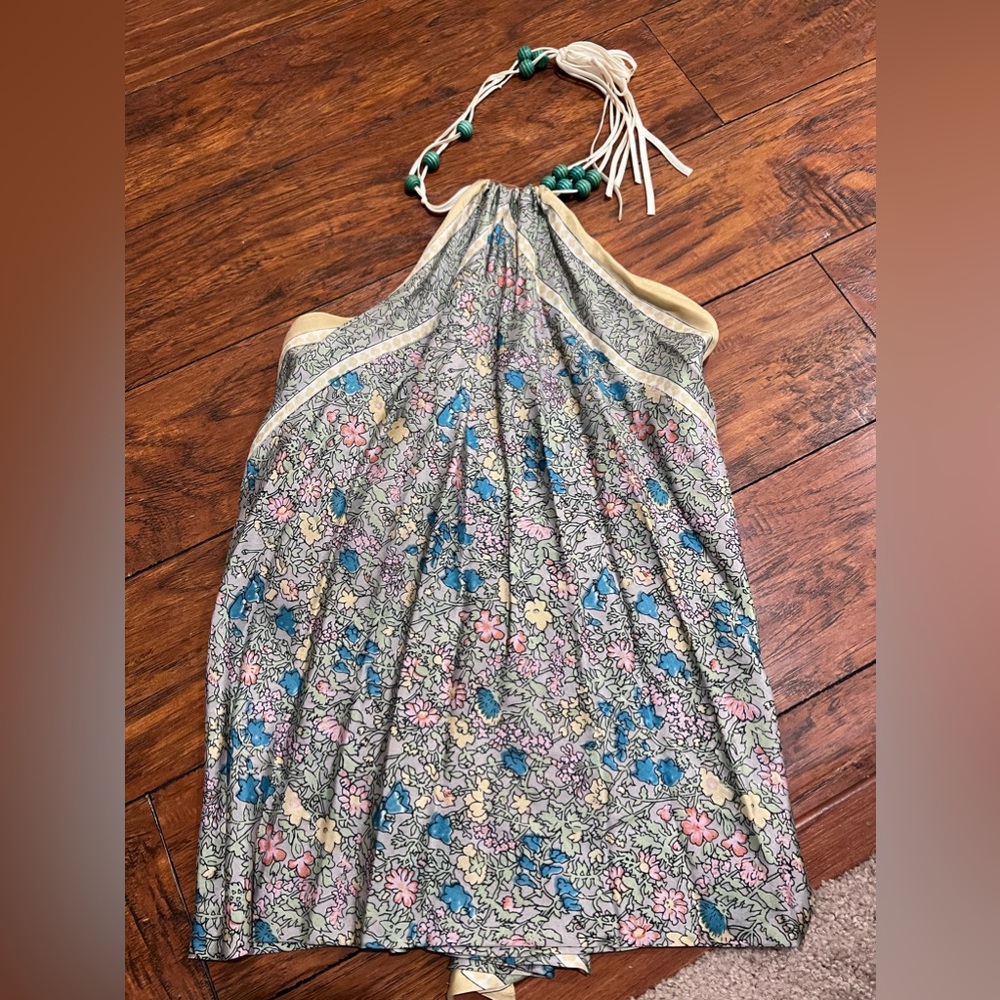 Frox Small silk bandana halter with beads